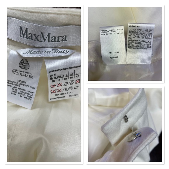 Max Mara Cream 100% Virgin Wool Pencil Skirt Classic Career Minimalist Luxury 8 - Picture 3 of 7
